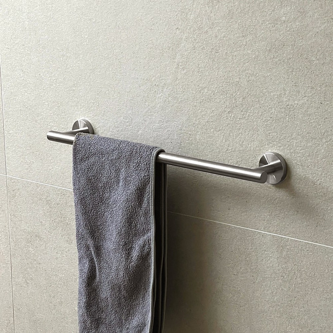 에브리윅 무타공 접착식 무광 304 스텐 수건 걸이 봉 거치대, 실버, 2개