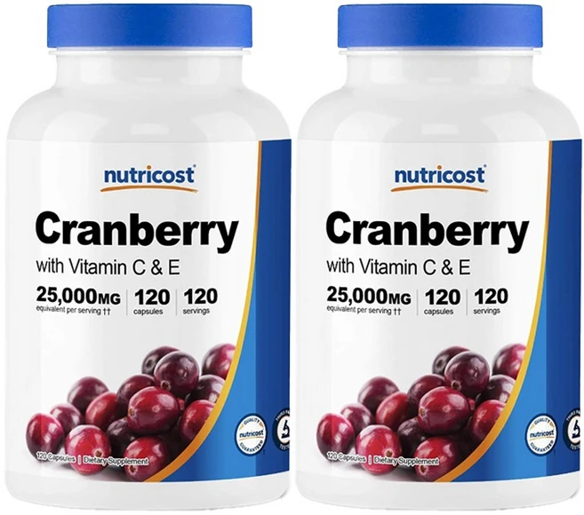 뉴트리코스트 크랜베리 비타민 C & E 25000mg 캡슐, 2개, 120정 - 쿠팡