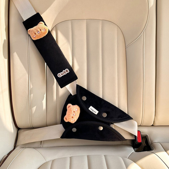 베베몽드 차량용 안전벨트 커버 세트 목쓸림방지, 1개, 부들블랙