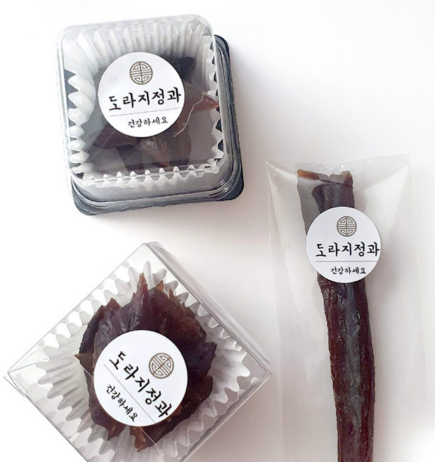 하이패키지 도라지정과 25mm 원형화이트 스티커 96개 - 낱개포장비닐용