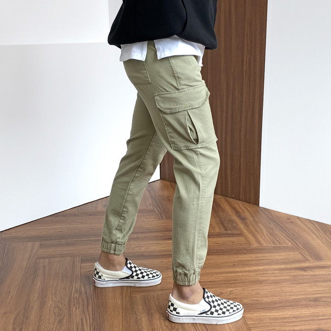 빠델 남성용 사계절 면 스판 밴딩 카고 조거팬츠 (M-3XL)