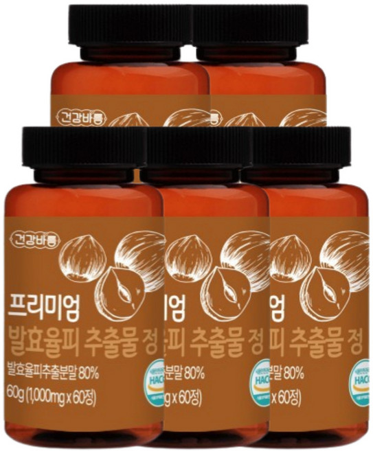 프리미엄 발효율피 추출물 추출분말 밤 율피껍질 엘라그산 폴리페놀 난소화성말토덱스트린, 60정, 5개