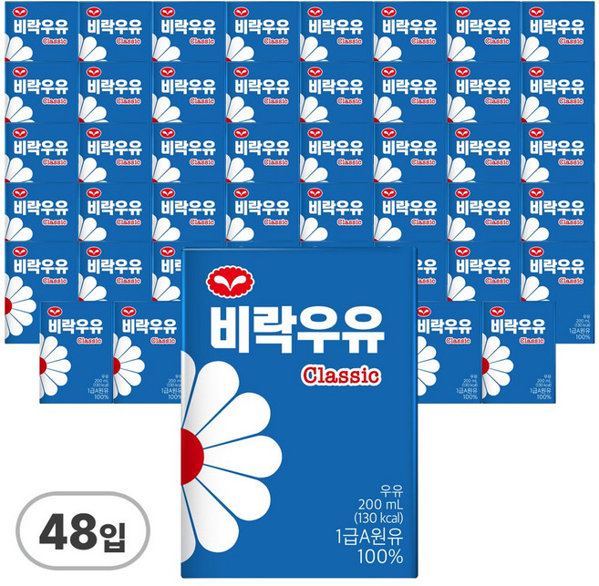 비락 우유 클래식, 48개, 200ml