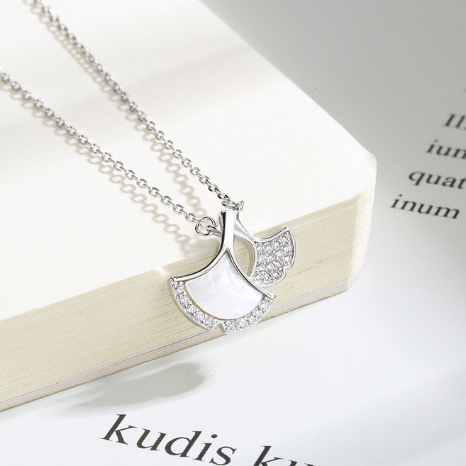 부채꼴 조개 풀 드릴 순은 목걸이 여소자 심플한 디자인 마노 조개 목걸이 여자친구 선물