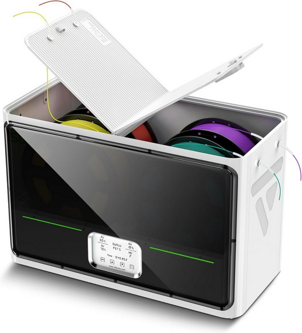 SUNLU 공식 3D 프린터 필라멘트 건조기 S4 스풀 용량 4개 순환 팬 3개 350W PTC 히터 70 온도 절전 저장 모드 나일론 TPU PLA PETG ABS 박스, 4 Spools Capacity, White S4