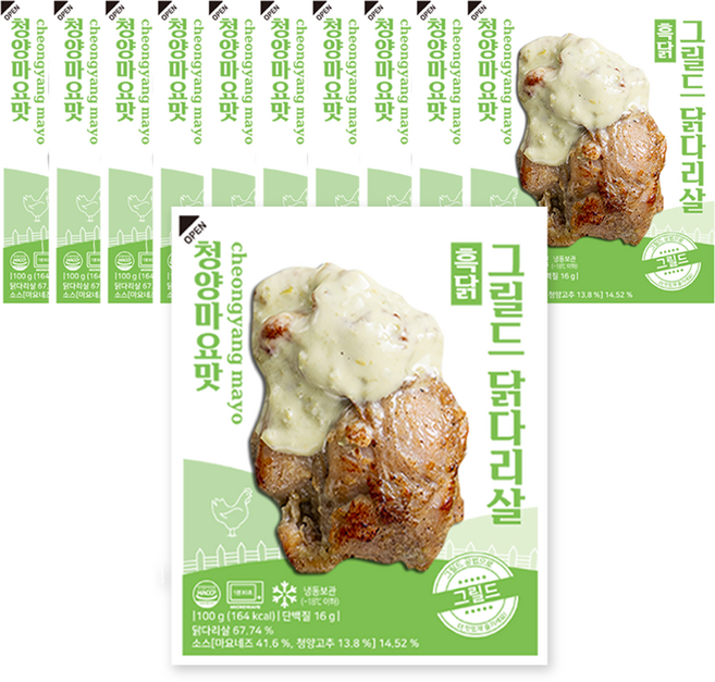 흑닭 그릴드 닭다리살 청양마요맛, 100g, 10개