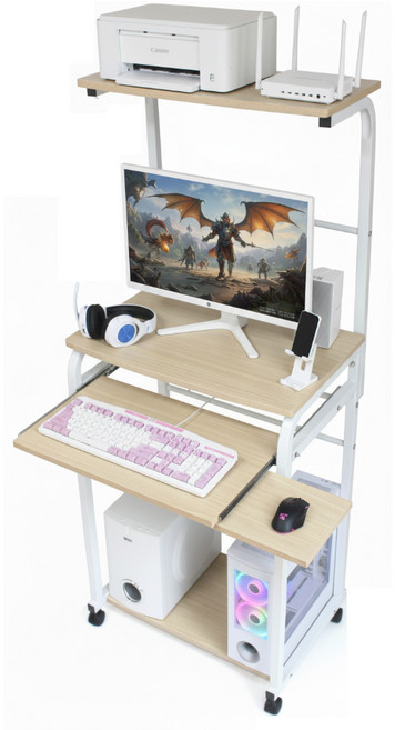 틈새 좁은공간 학생 학원 원룸 이동식 2단 공간절약형 1인용 컴퓨터책상, 우드