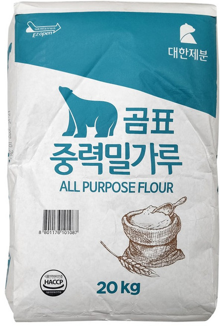 곰표 중력 밀가루 20kg 수제비 칼국수 중력분, 1개