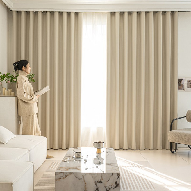 반지 암막 차광 커튼 2P 방한 및 방음 단열 침실 거실