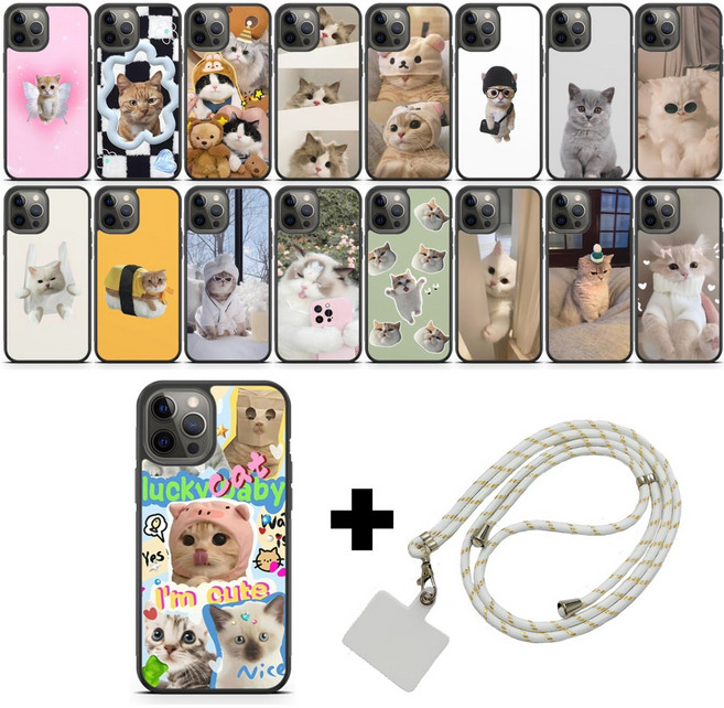 귀여운 고양이 케이스+스트랩 갤럭시 아이폰 전기종 LG