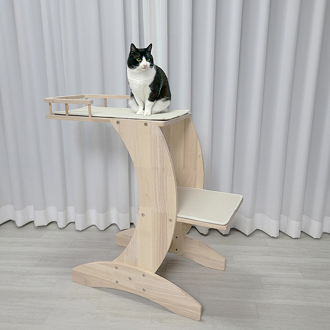 하츄펫 미니캣타워 2단 고무나무 캣타워 먼치킨 국내제작, 그레이, 1개