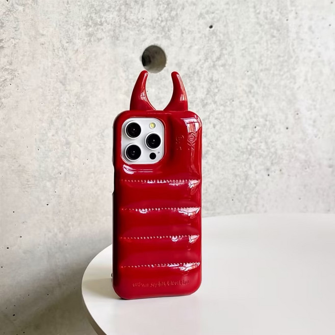 아이디어 레드입체 호환 아이폰17이프케이스에어쿠션 패딩 스타일 커플용