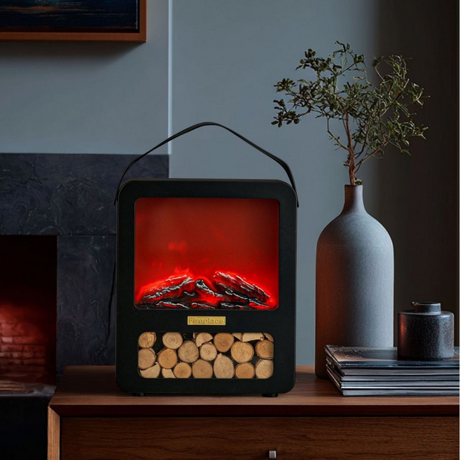 루카시아 불타는 불멍 LED차박 캥핑무드등 인테리어 벽난로, D형