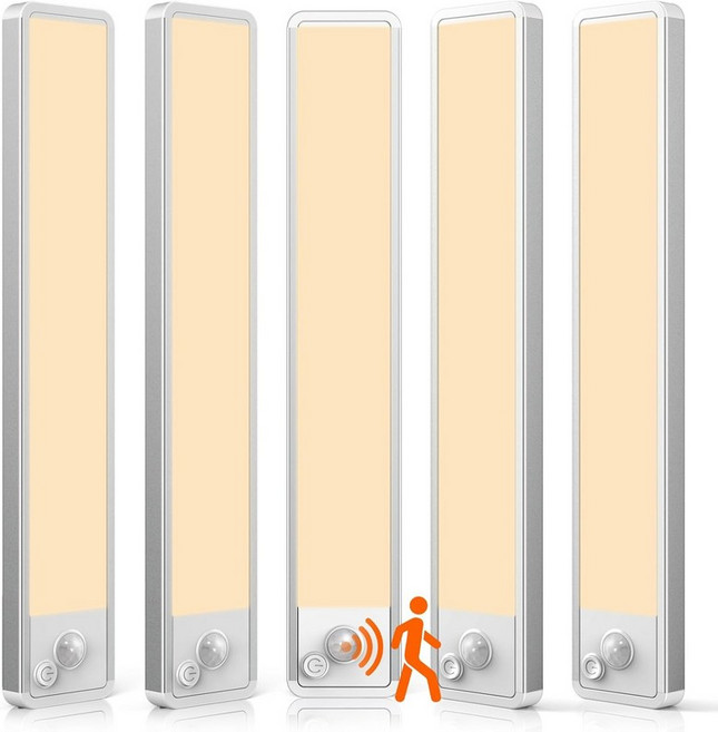 루미졸리 언더 캐비닛 조명 무선 LED 모션 센서 마그네틱 라이트 2200mAh 주방 계단용 충전식 실내 옷장 조명5 웜 화이트 10인치