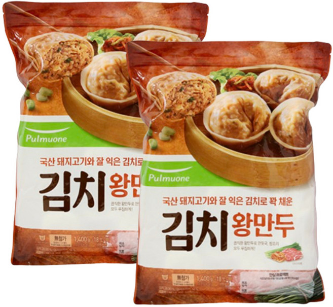 (냉동)[풀무원]김치왕만두1.4kg, 1.4kg, 2개