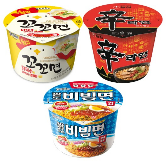 이젠서진 컵라면 3종 혼합 팔도꼬꼬면 5개 + 농심신라면 5개 + 팔도비빔면 5개 + 1개랜덤 총 16개 발송