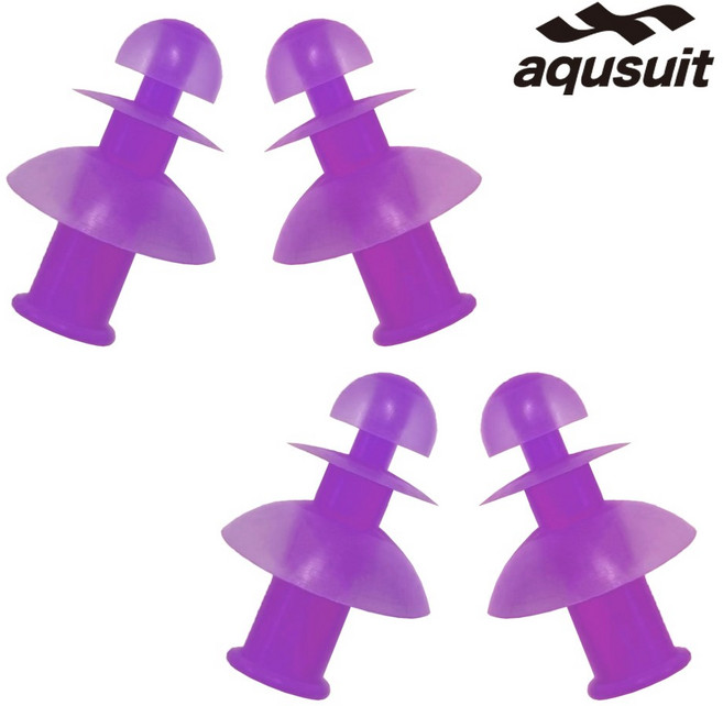 국내생산 아퀴스트 수영 실리콘 귀마개 소음방지 이어플러그 3단 4P 세트, 1개, 퍼플