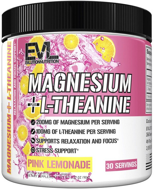 EVLUTIONNUTRITION 마그네슘 + L-테아닌 핑크 레모네이드, 1개, 90g