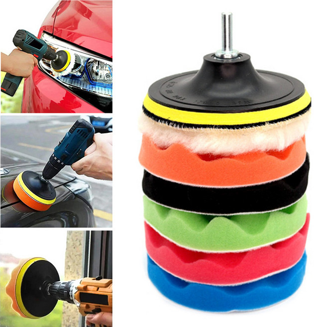 아이베란다 청소 왁싱용 양모 스펀지 5종 드릴용 패드 125mm, 1개