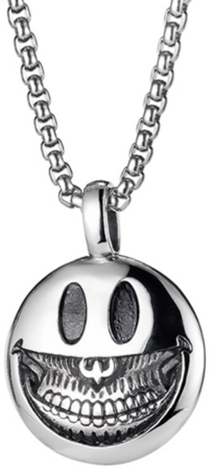 에르모사제이 맨즈 MN019 써지컬 스틸 원형 스마일 남자 목걸이