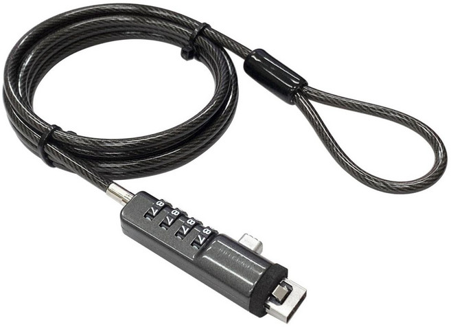 노트케이스 4다이얼 USB타입 델타30 노트북 잠금장치, Black