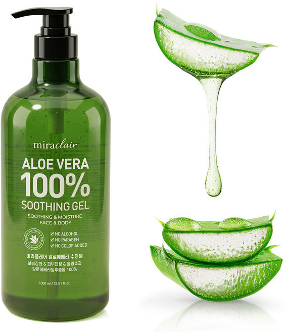 미라클레어 대용량 알로에베라 순도100% 무알콜 수딩젤 수분가득, 1개, 1L
