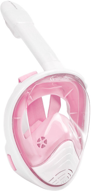 위베런 스노쿨링 마스크 이지브리더 4세대 풀페이스 스노클링 장비 일체형 물안경 세트, 핑크블라썸