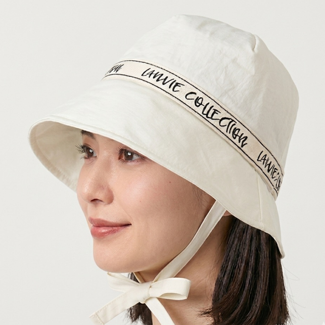 여성용 골프모자 턱끈 벙거지 레터링 버킷햇, 1개, 화이트