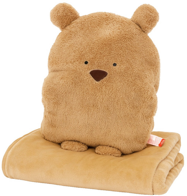 위드리빙 곰 인형 쿠션담요 2in1 담요수납 쿠션 담요 쿠션겸용 무릎담요