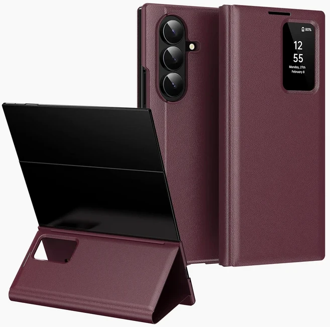 2026 PU 가죽 플립 스탠드 케이스 삼성 갤럭시 Z 트라이폴드 7 6 5 4 3 지갑형 스마트 뷰 윈도우 충격