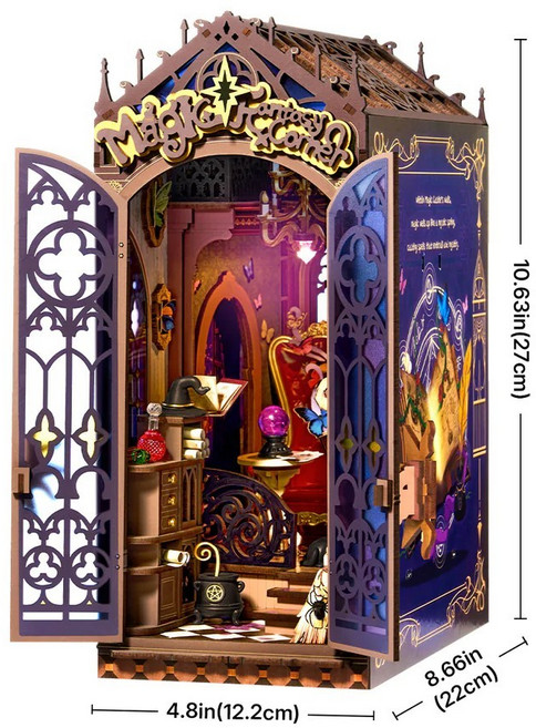 Rolife若來書立 diy小屋 手工微縮木質拼裝模型積木 生日禮物, 1個, 魔法之家, Multicolor