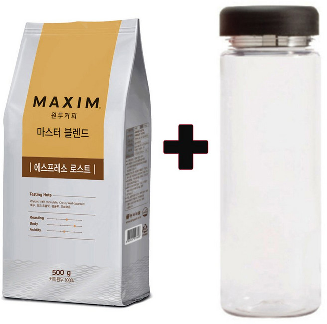 맥심 마스터 블렌드 에스프레소 로스트 원두커피 500gx1개+워터보틀, 1개, 500g