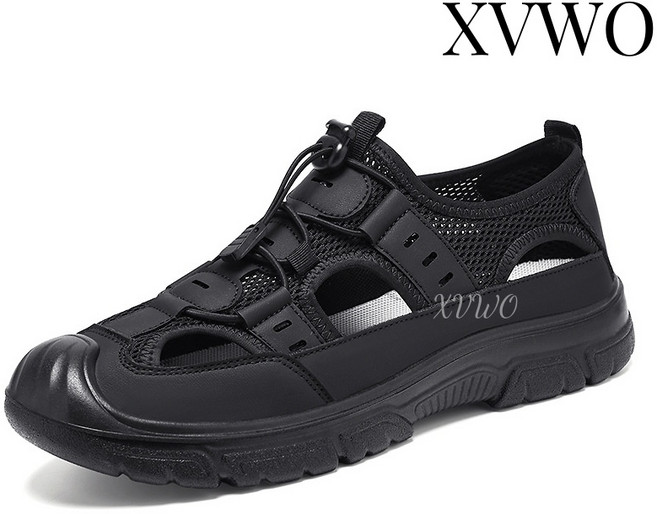 XVWO 남성 아웃도어 메쉬 샌들 통기성 워터슈즈 두꺼운 밑창 캐주얼 트레킹 샌들 여름 미끄럼방지 경량 남자 샌들