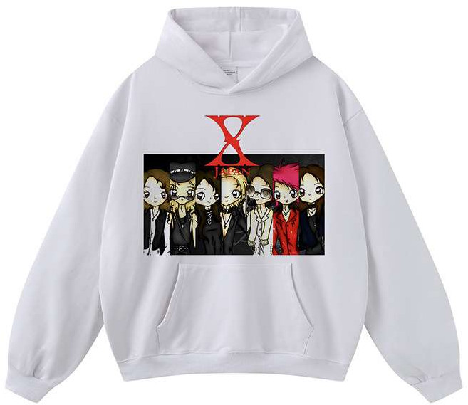 남녀공용 후드티 오버핏 프린팅 엑스재팬 락밴드 후디