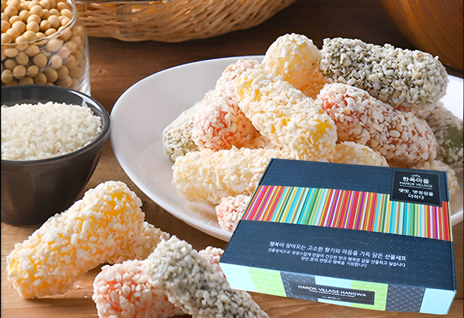 [한옥마을한과]국산찹쌀 혼합 유과선물세트, 500g, 1세트, 1box