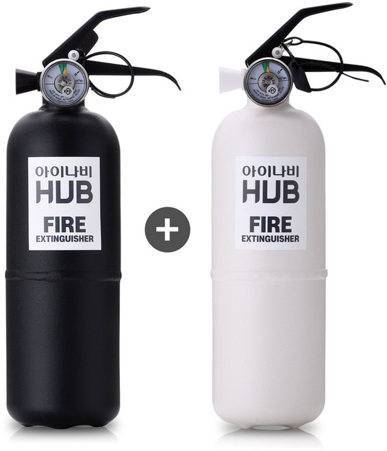 국산 아이나비 차량용 소화기/ABC 분말 소화기 1+1 /그물망 포함/색상선택 교차가능, 1개, 블랙+화이트, 0.7kg