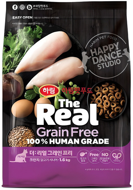 하림펫푸드 시니어 더리얼 캣 그레인프리 크런치 건식사료, 닭, 1.6kg, 1개