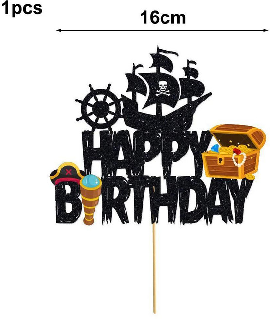 해적 생일 케이크 장식 컵케익 해골 모자 캡틴 보물 테마 파티, 01 1pcs, 1개