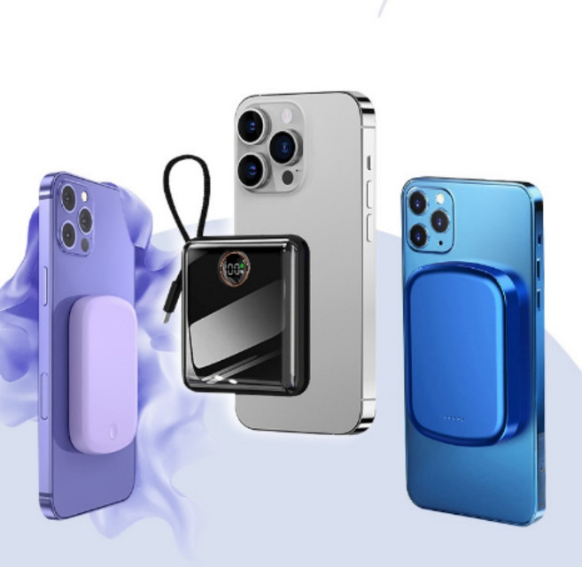 통근가벼운보조팩 무선 고속 보조배터리 맥세이프 한손 휴대 가능 초경량 타입 출퇴근 외근족 필수, 상세페이지 참조, 18W 20000mAh 대용량 보조배터리[블루]