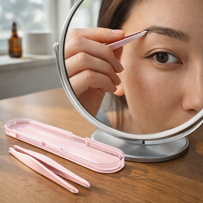 필모어 9세대 정밀 속눈썹 미세모족집게 정밀 안전 트위저, 1개, 라이트핑크