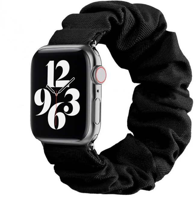 링고룸 애플워치 호환 곱창 밴드 스트랩 스크런치, 1개, 블랙