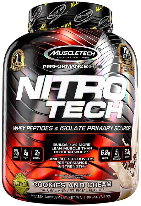 Nitro Tech乳清蛋白, 餅乾和奶油, 1個, 1.8 公斤