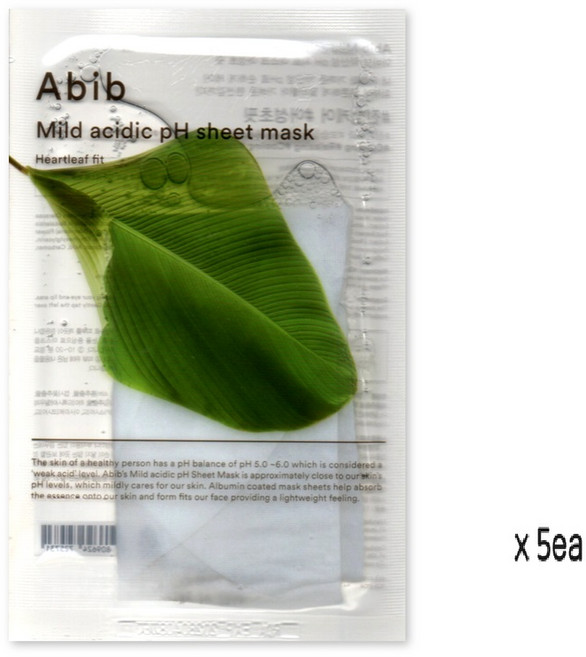 아비브 약산성 pH 시트 마스크 어성초 핏 30ml, 1개입, 5개