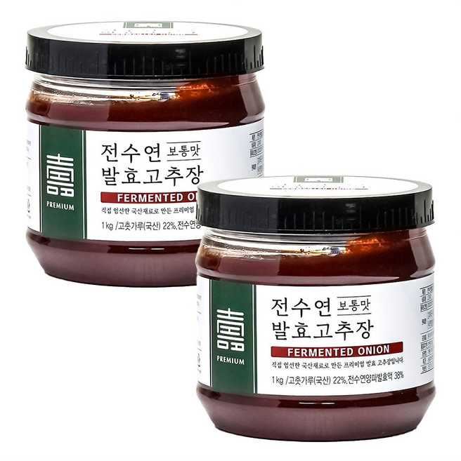 전수연 양파발효 국산 고추장 1kg 보통맛 / 순한맛, 보통맛_2kg(1kgx2개), 1개