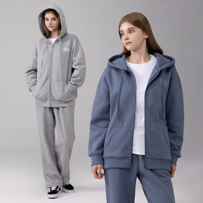 에버라스트 여성 기모 트레이닝복 세트 후드집업 + 일자팬츠