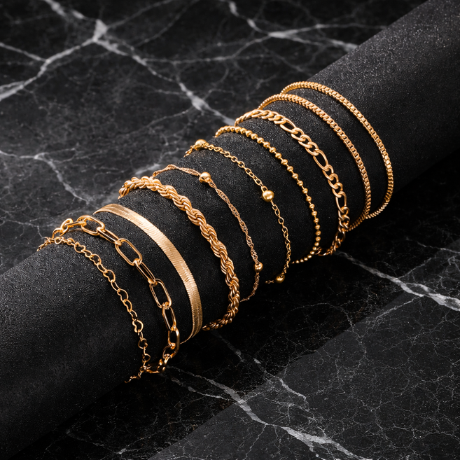 1+9 써지컬 스틸 체인 금도금 팔찌 18k 14k