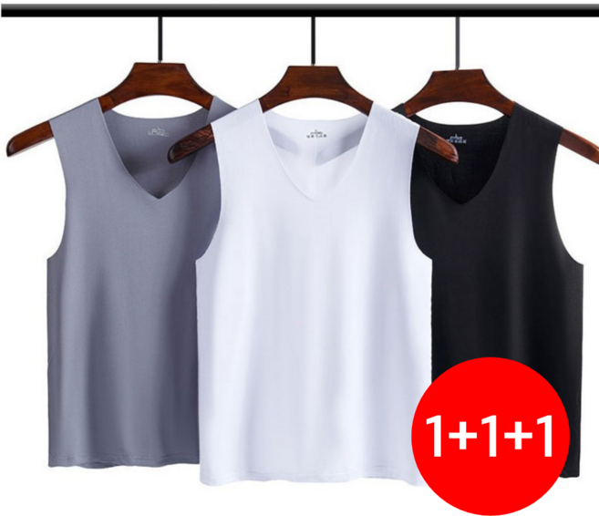 [1+1+1] 남성 브이넥 나시 V넥 무봉제 노라인 남자쿨나시 민소매 남성런닝 여름나시
