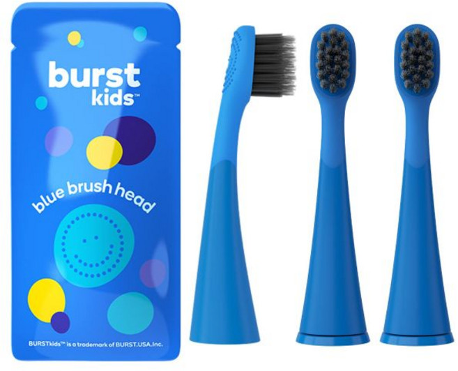 전동칫솔 교체용 호환 음파 BURST 정품 어린이 전동 칫솔 헤드 블루3개 | 완벽한 착용감 매우 부드러운 칫솔모 공급 9개월, Blue, 퍼플