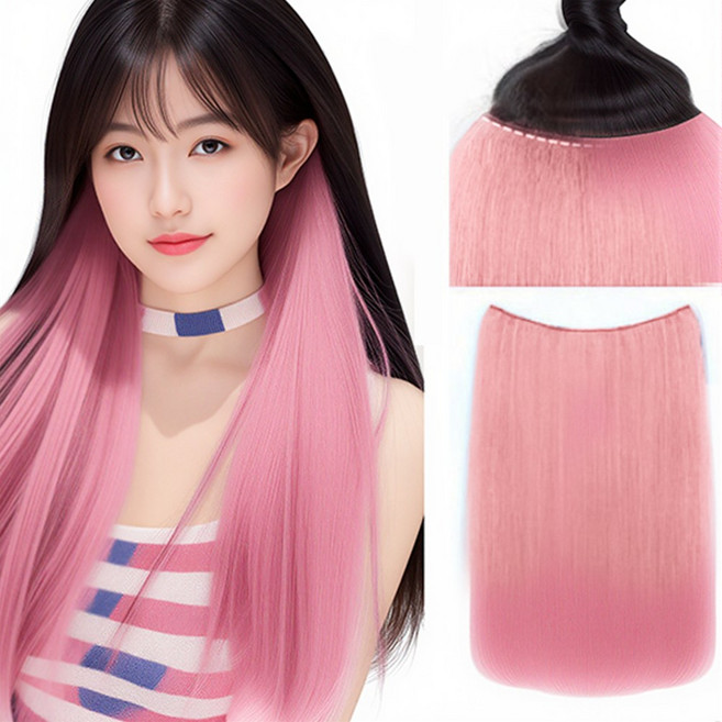 가발위드 스트레이트 긴머리 파리시안 무드 1피스 붙임머리 헤어피스, 1개, 밀크핑크