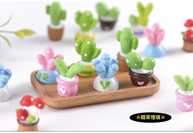 隨草憶境 仙人掌多肉盆栽擺件 苔蘚微景觀生態瓶園藝裝飾, 1個, 藍寶石